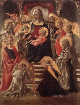 Fra Filippo Lippi Painting - Madonna And Child Enthroned With Saints Renaissance Filippo Lippi